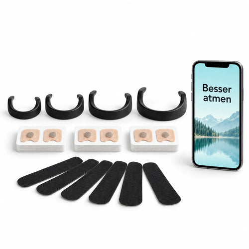 Atmiva Komplett-Paket für 3 Monate: vier Magnetbänder, Klebe-Tabs, Mundtapes und E-Book